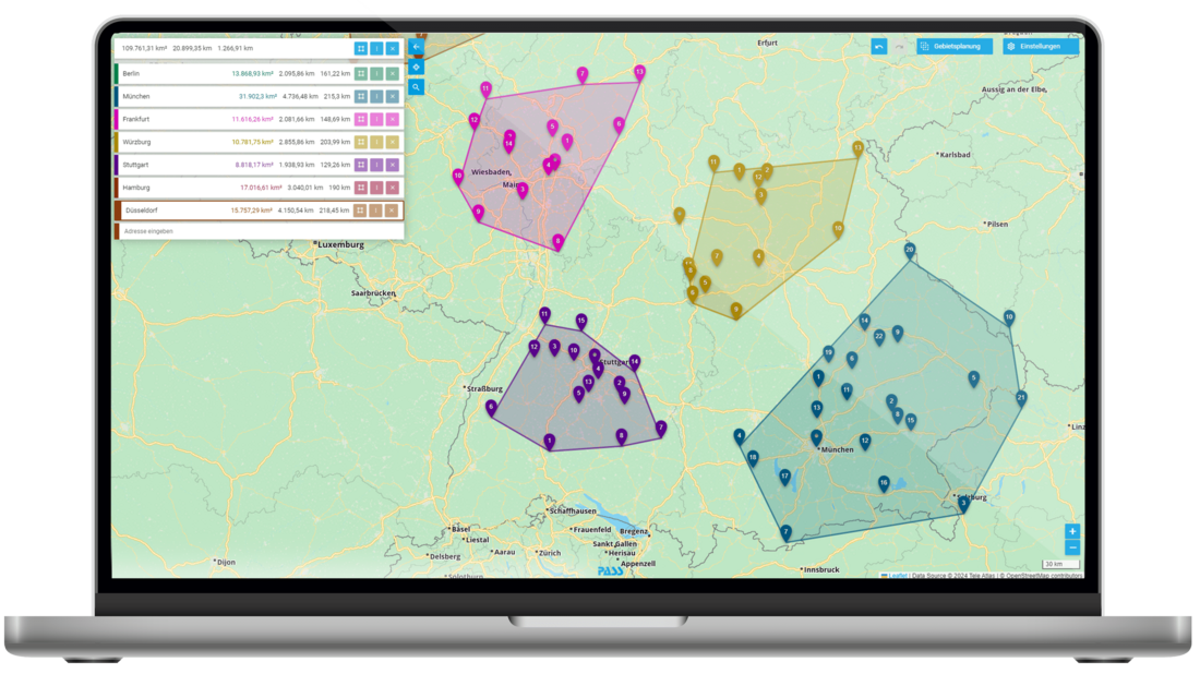 Screenshot PASS MAPS Kundenzuordnung optimiert
