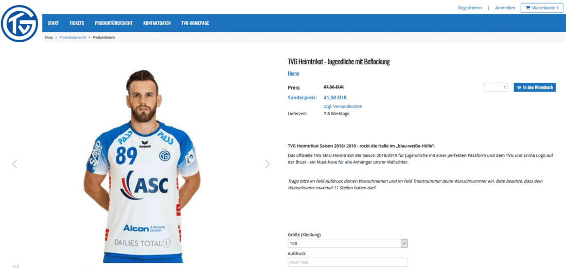 Shopsoftware Product detail view TVG Skin