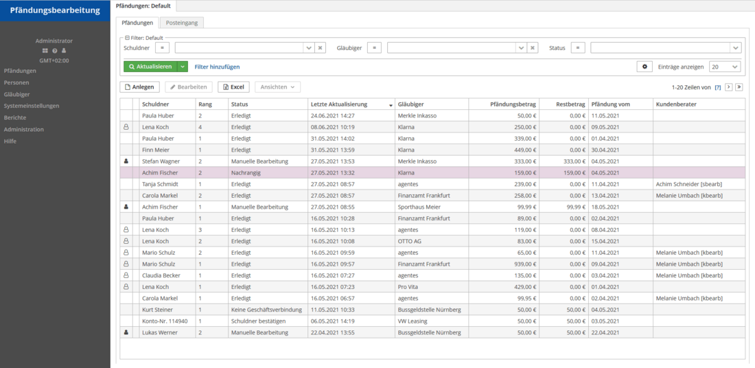 Pfändungsbearbeitung Software: Übersicht