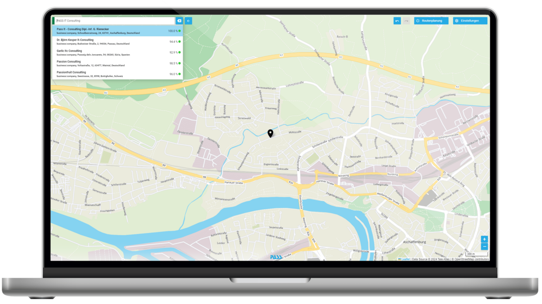 Screenshot PASS MAPS Adressvervollstaendigung