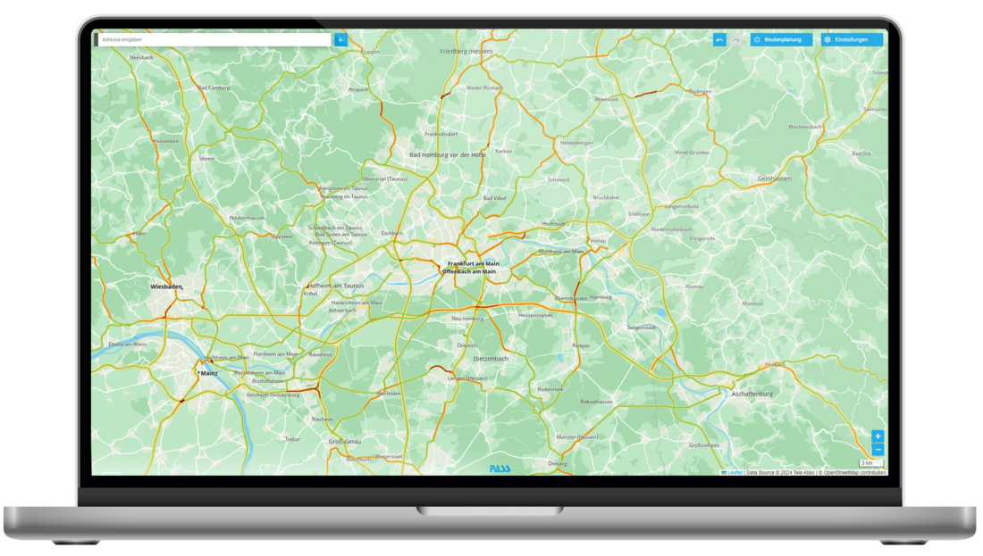 Screenshot PASS MAPS Live-Verkehrsdaten