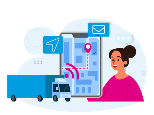 llustration of live updates with push notifications sent to the customer.