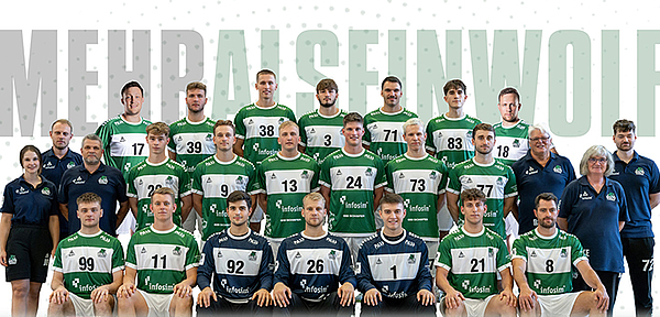 Das Mannschaftsfoto der Wölfe Würzburg in der 3. Liga Süd. 