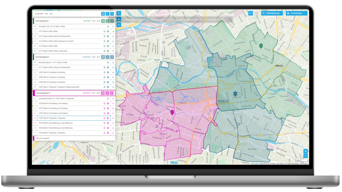 Screenshot PASS MAPS Gebietsvisualisierung