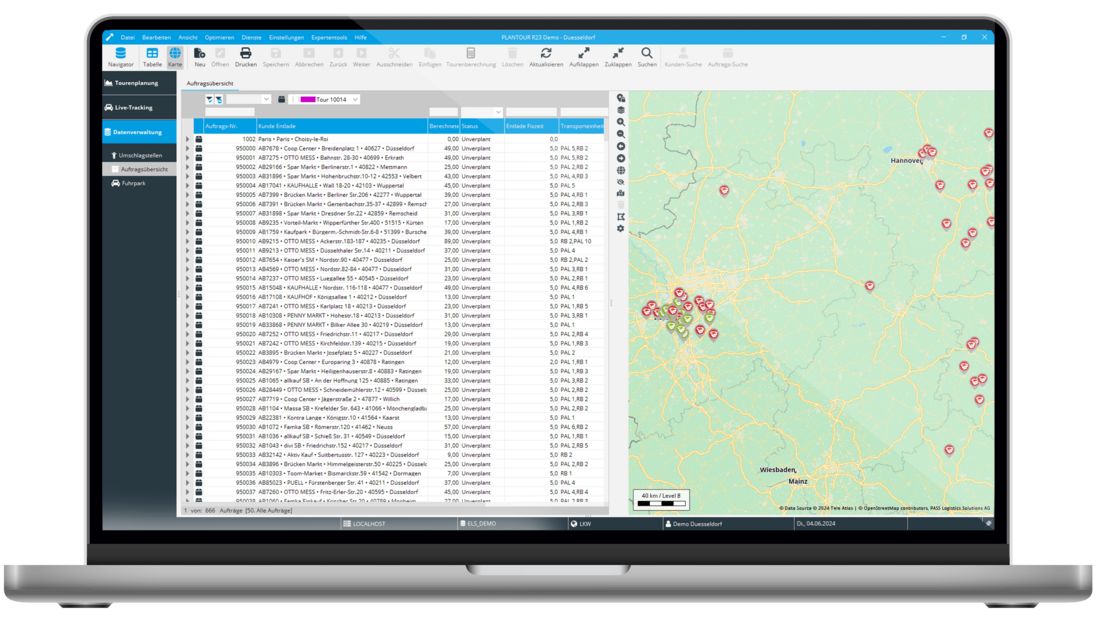 Screenshots Tourenplanungssoftware: 1 Objekt – 3 Sichten
