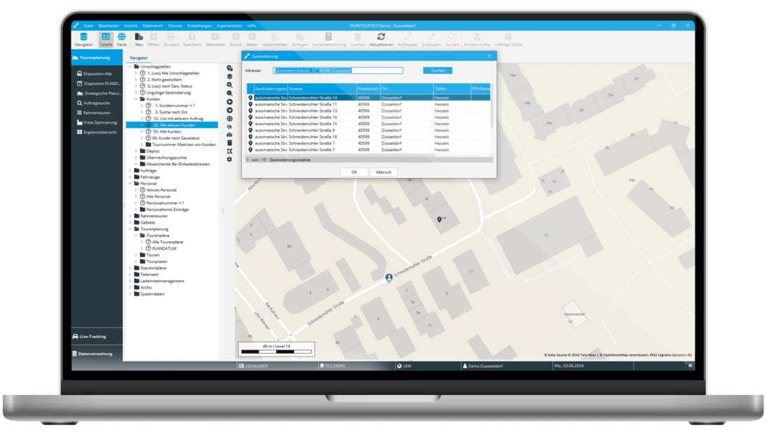 Screenshots Tourenplanungssoftware: POI Geocodierung