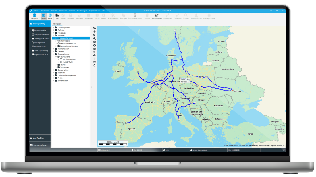 Screenshots Tourenplanungssoftware: Fernverkehr 