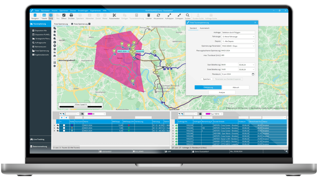 Tourenplanungssoftware: Freie Optimierung