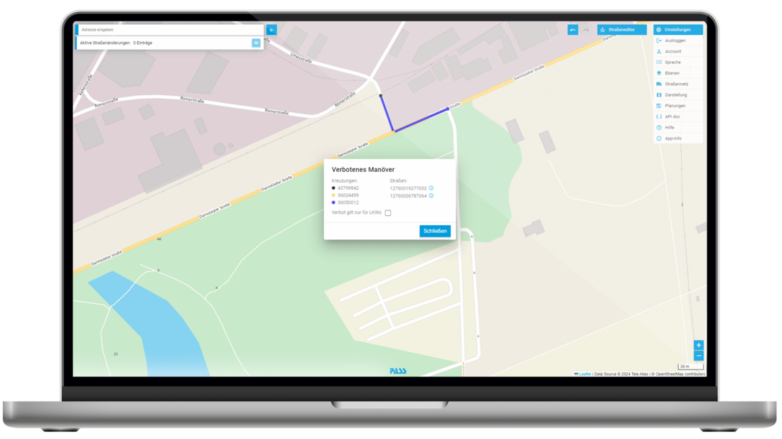 Screenshot PASS MAPS Manoevervisualisierung