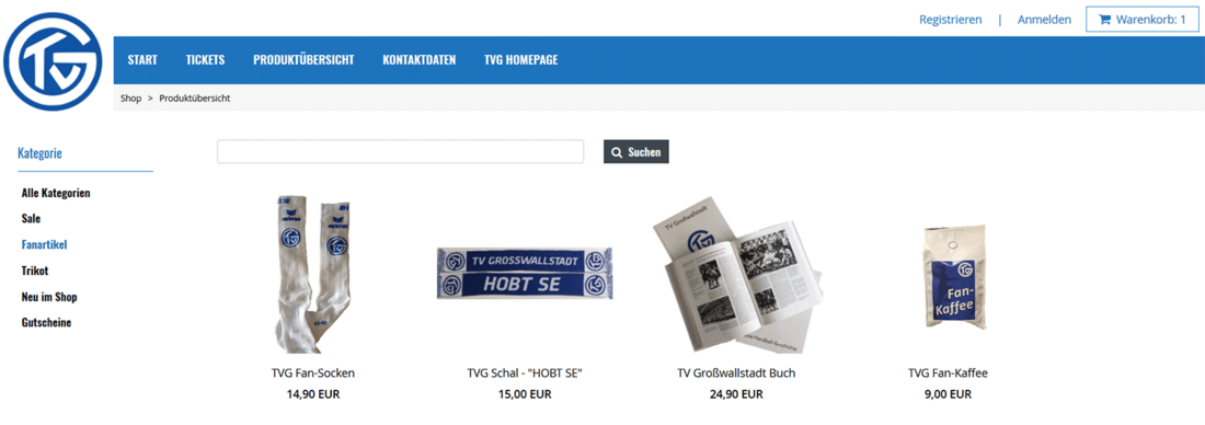 Shopsoftware Produktübersicht TVG Skin