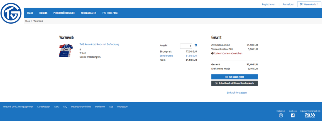 Shopsoftware Warenkorb TVG Skin