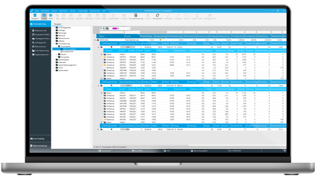 Screenshots Tourenplanungssoftware: KPI-basiertes Planen