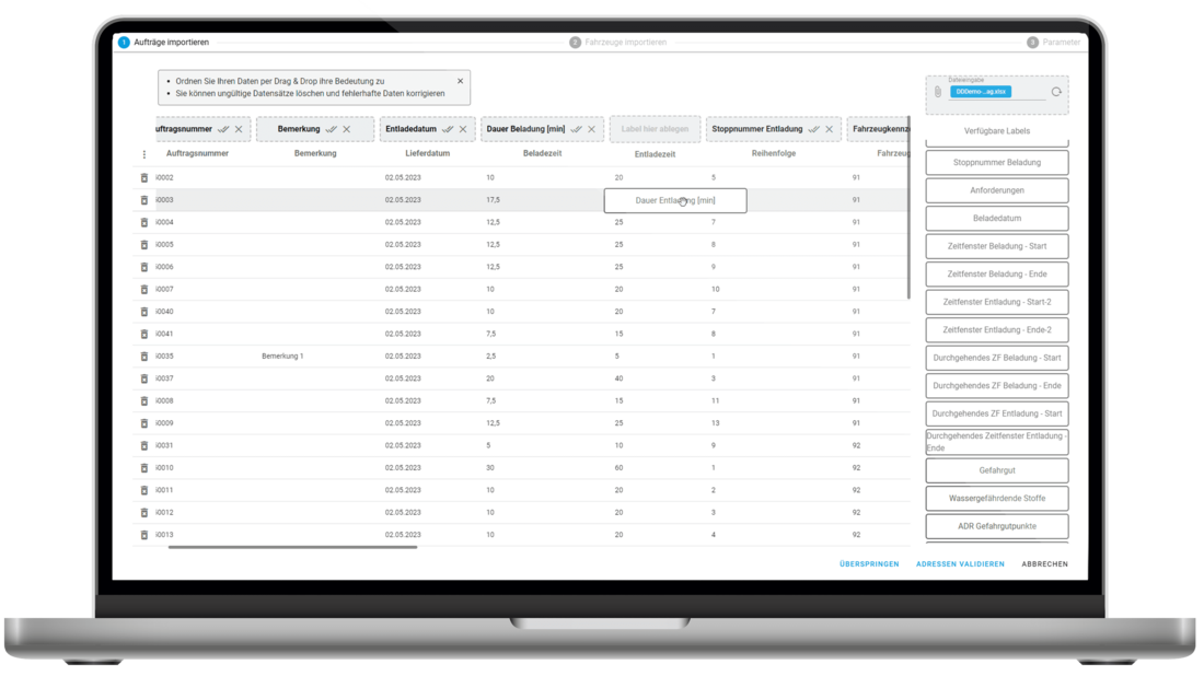 Screenshot PASS MAPS Import