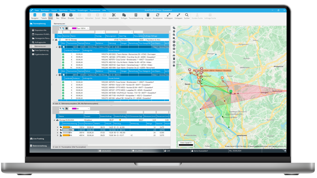 Screenshots Tourenplanungssoftware: Rahmentourenplanung