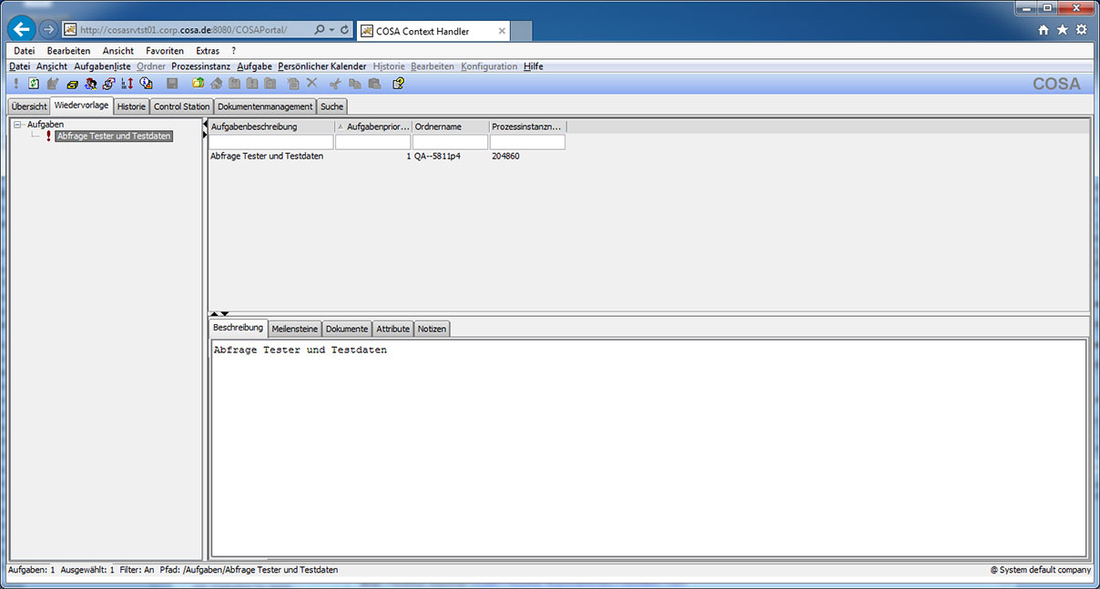 BPM Suite: Aufgaben/Wiedervorlage