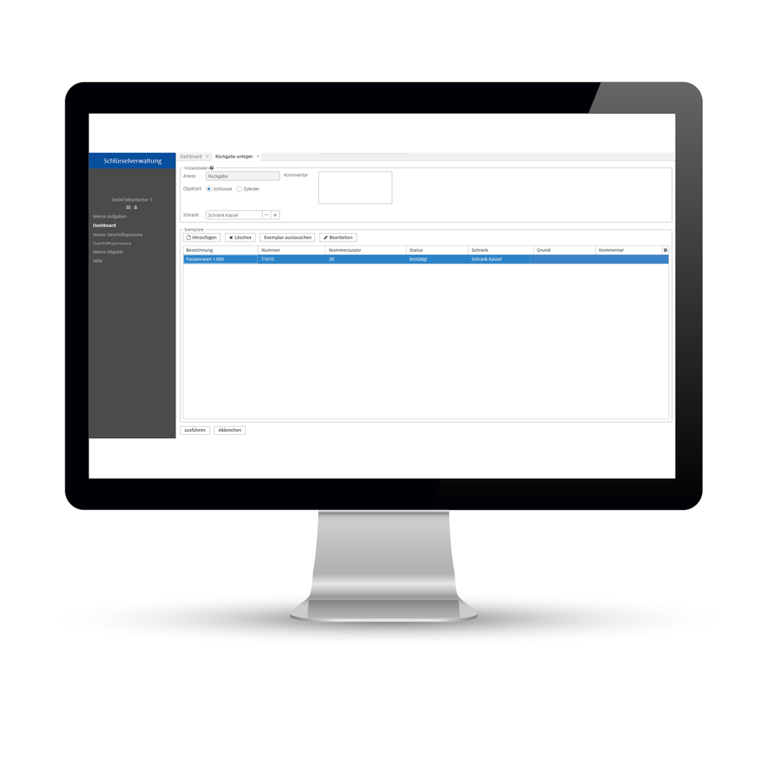 Schlüsselverwaltung: Rückgabe