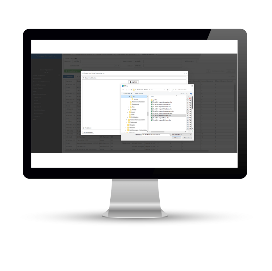 Schlüsselverwaltung: Schlüsselimport