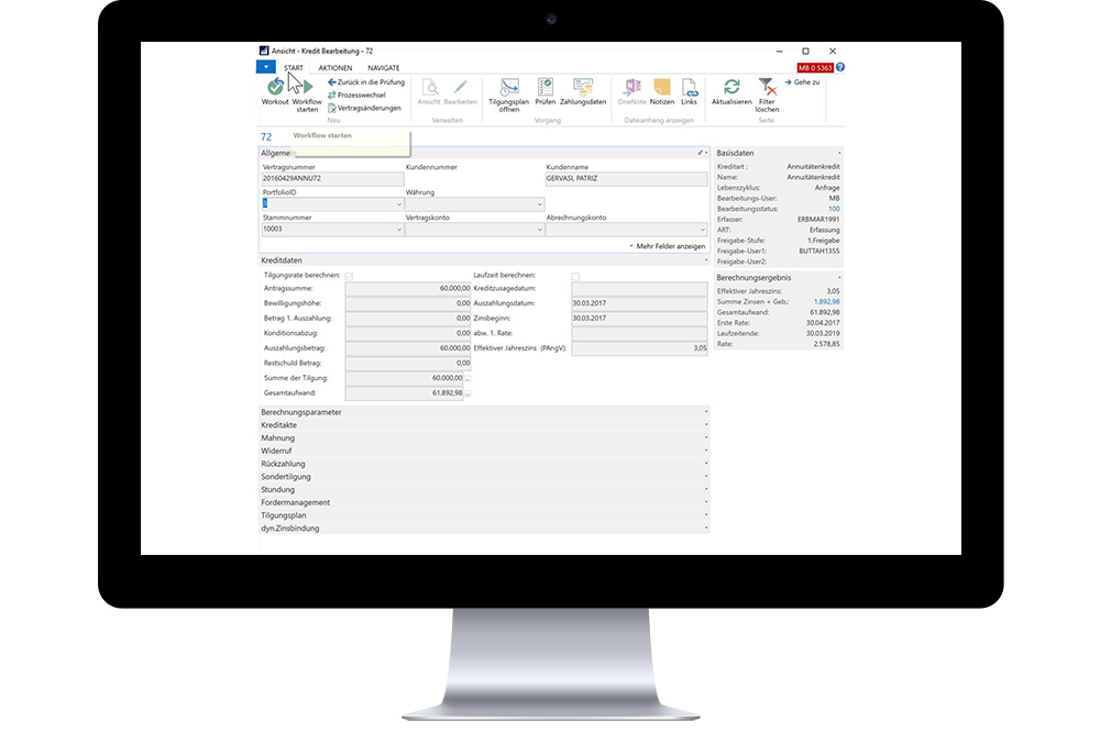 Screenshot View Credit Processing PASS Loan Engine