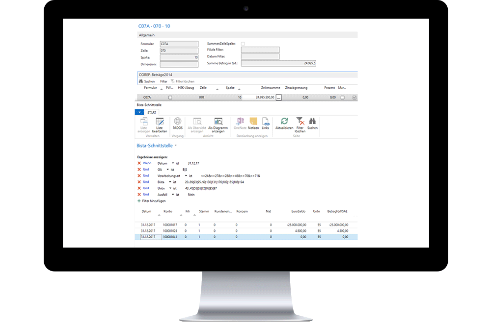 Screenshot Meldewesen Software COREP-Meldung Kontrolle