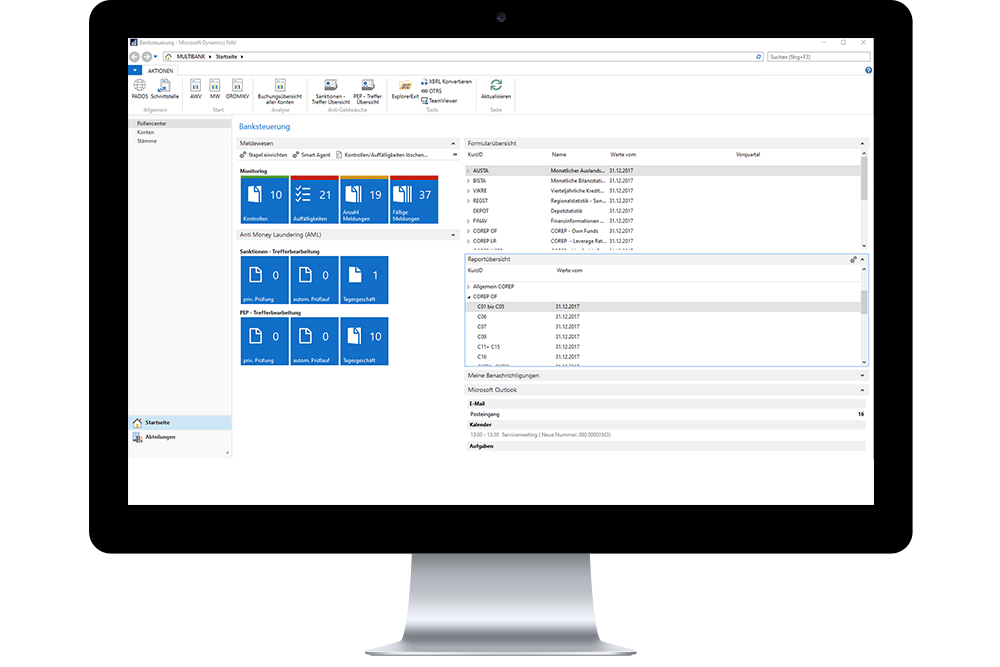 Screenshot regulatory reporting software COREP message reports 