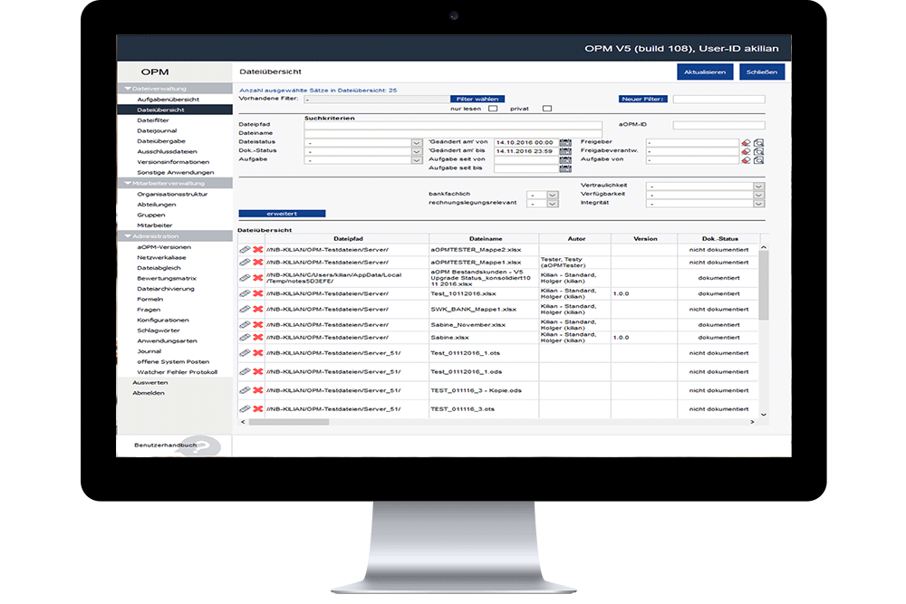 Screenshot Office Process Manager: Dateiübersicht
