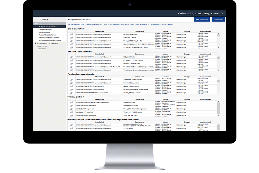 Screenshot Office Process Manager: Anwender Aufgabenübersicht