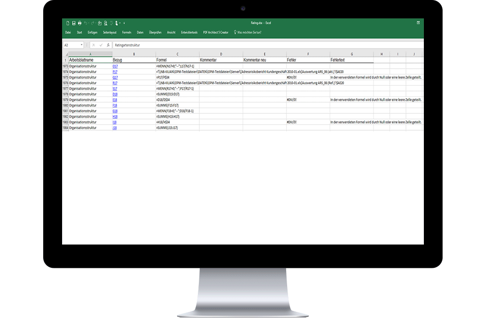 Screenshot Office Process Manager: Formeldokumentation