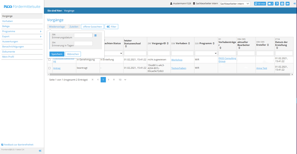 Grants management software: resubmissions