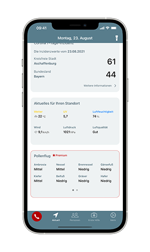 Notfall-Hilfe-App: Pollenfluginformationen