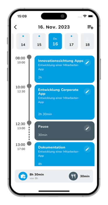 Companion App: Tagesansicht