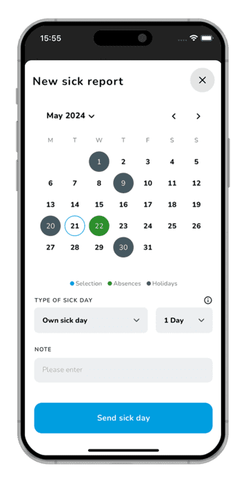 Companion App: Screenshot sick report
