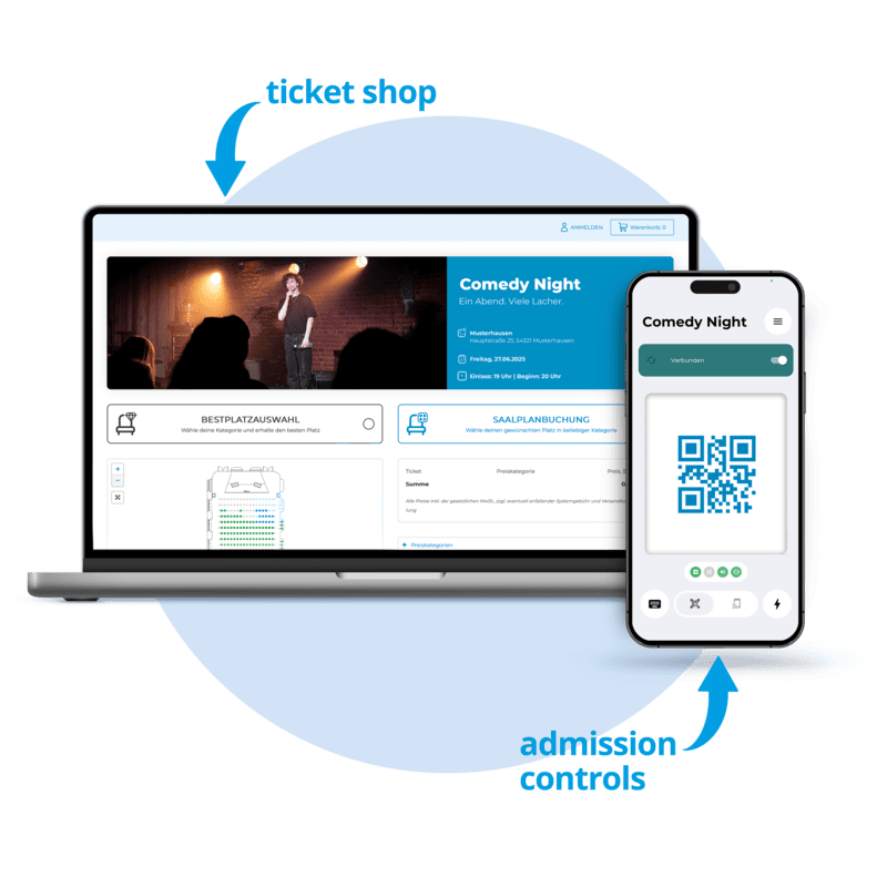 ticketshop interface and smartphone app