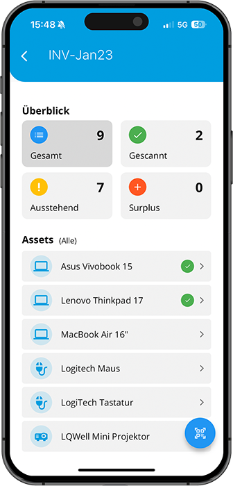 PASS System Inventory App Detailansicht Inventurliste