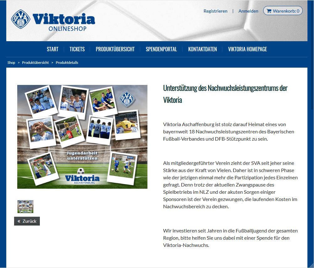 Online-Spendentool: Produktdetails