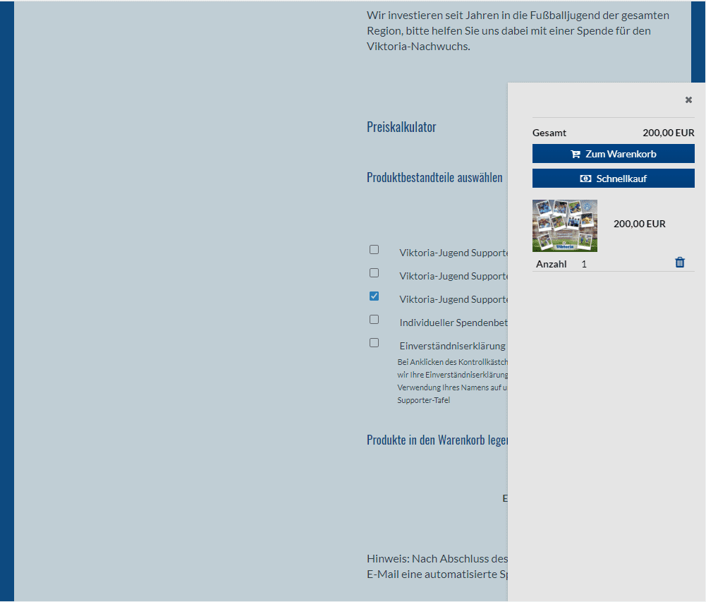 Online-Spendentool: Preiskalkulator