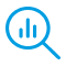 Icon: Lupe zeigt auf ein Diagramm 